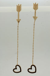 New Women Earrings Set Fashion Jewelry Gold Metal Long Dangle Red Bling Heart Love